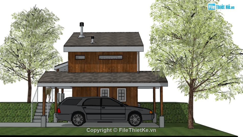 dựng biệt thự file sketchup,dựng 3d su nhà biệt thự 2 tầng,biệt thự 2 tầng model su