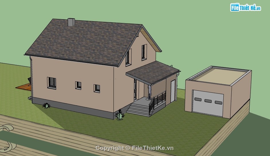 biệt thự 2 tầng file su,thiết kế sketchup biệt thự,dựng model su biệt thự