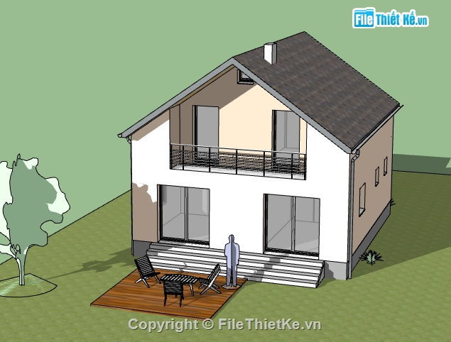 biệt thự 2 tầng file su,thiết kế sketchup biệt thự,dựng model su biệt thự