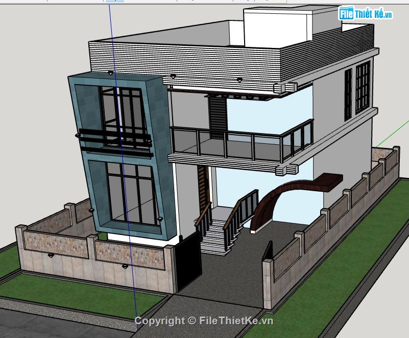 Biệt thự  2 tầng,biệt thự phố 2 tầng,mẫu biệt thự sketchup,model su biệt thự