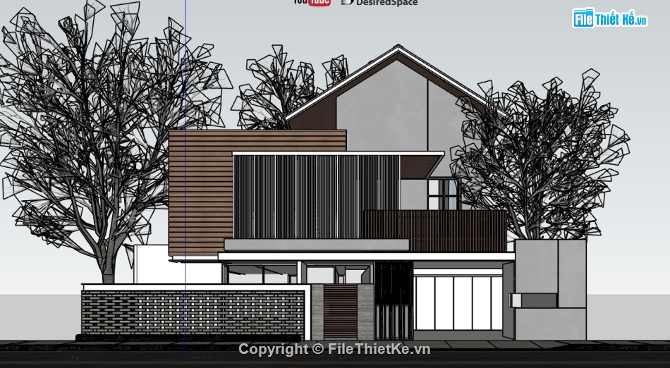 Biệt thự  2 tầng,su biệt thự 2 tầng,file sketchup biệt thự 2 tầng