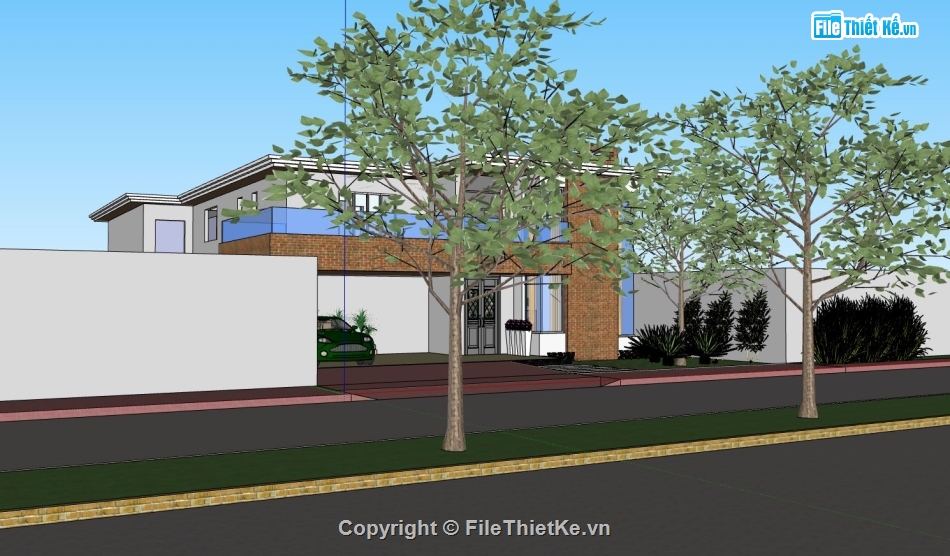 Biệt thự  2 tầng,Biệt thự 2 tầng file su,model sketchup biệt thự 2 tầng