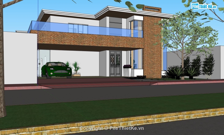 Biệt thự  2 tầng,Biệt thự 2 tầng file su,model sketchup biệt thự 2 tầng