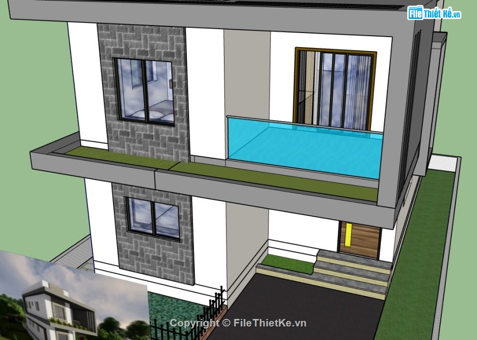 Biệt thự file sketchup,Biệt thự  2 tầng,file sketchup biệt thự,file su biệt thự