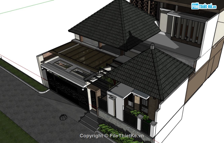 Biệt thự  2 tầng,model su biệt thự 2 tầng,sketchup biệt thự 2 tầng