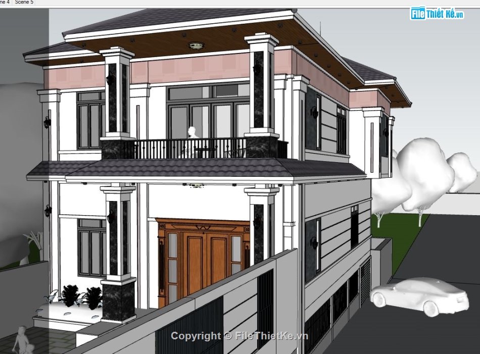 su biệt thự 2 tầng,sketchup biệt thự,model su biệt thự