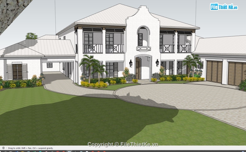 Biệt thự  2 tầng,Biệt thự file sketchup,model sketchup biệt thự 2 tầng