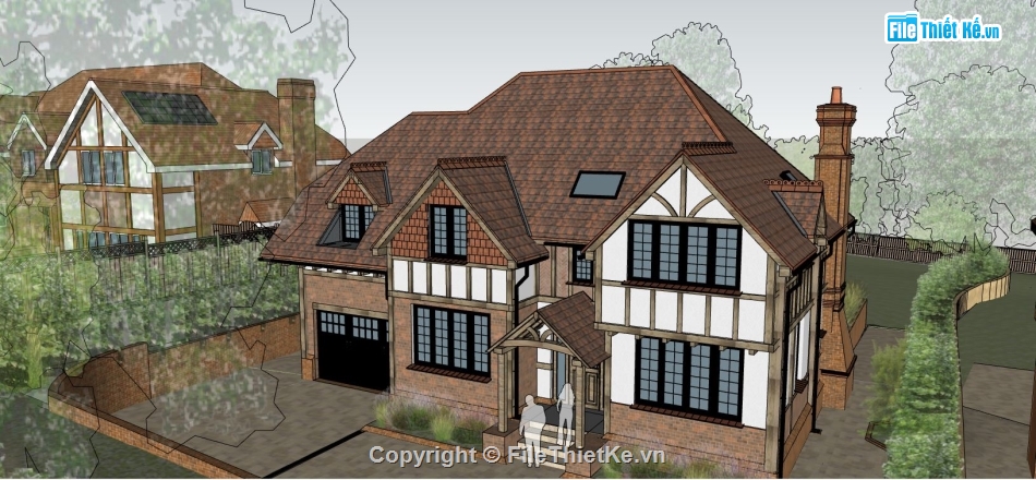 model su biệt thự,sketchup biệt thự,su biệt thự