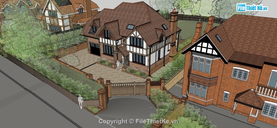 model su biệt thự,sketchup biệt thự,su biệt thự