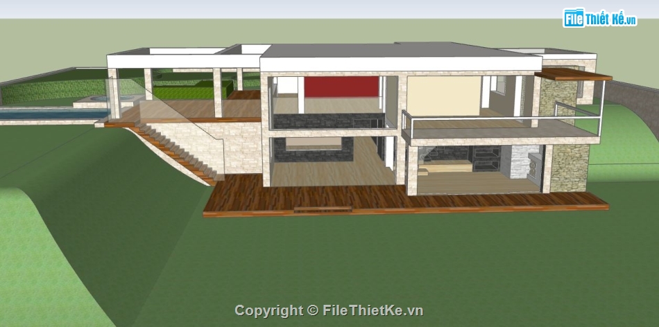 model su biệt thự,file sketchup biệt thự,biệt thự  model su