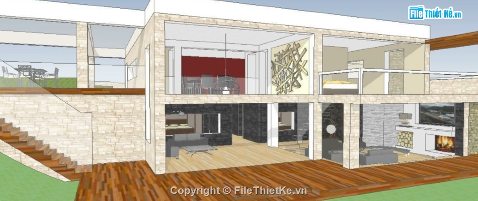 model su biệt thự,file sketchup biệt thự,biệt thự  model su