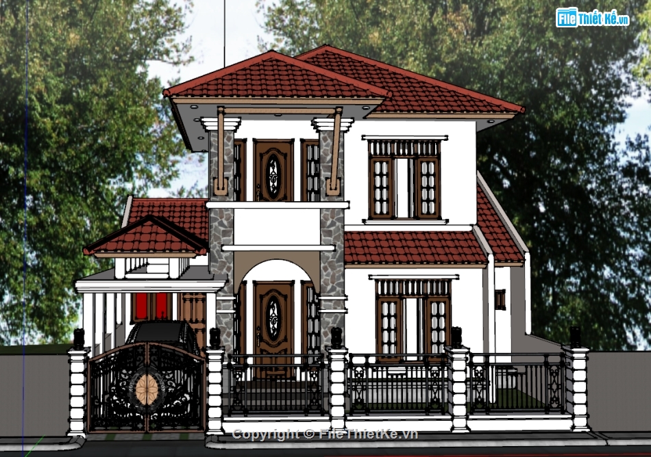 biệt thự,biệt thự 2 tầng,model biệt thự 2 tầng