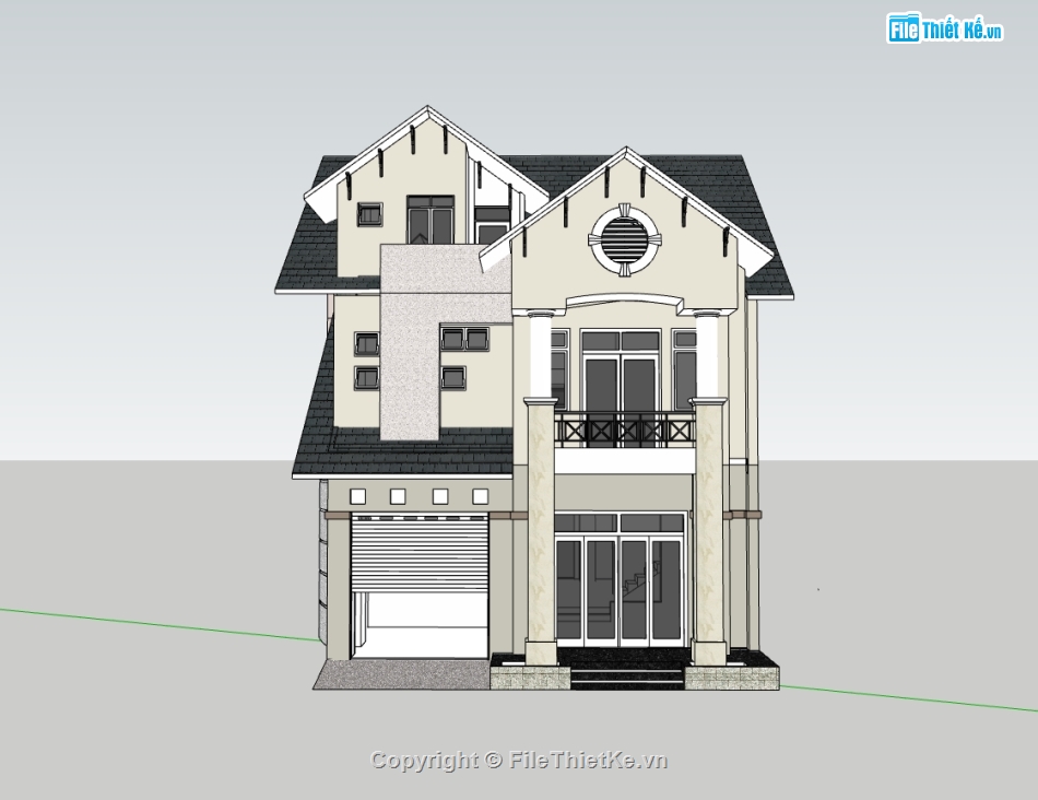 Biệt thự 2 tầng hiện đại,file su biệt thự 2 tầng,biệt thự 2 tầng sketchup,biệt thự 2 tầng