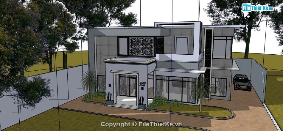 file su biệt thự,sketchup biệt thự,model su biệt thự