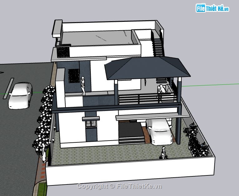 Biệt thự 2 tầng,model su biệt thự 2 tầng,file su biệt thự 2 tầng,sketchup biệt thự 2 tầng,biệt thự 2 tầng sketchup