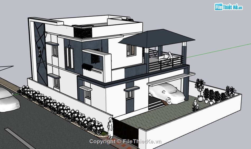 Biệt thự 2 tầng,model su biệt thự 2 tầng,file su biệt thự 2 tầng,sketchup biệt thự 2 tầng,biệt thự 2 tầng sketchup