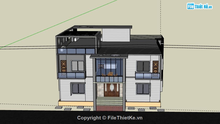 Biệt thự 2 tầng,file biệt thự 2 tầng,biệt thự 2 tầng model su,file su biệt thự 2 tầng,biệt thự 2 tầng sketchup