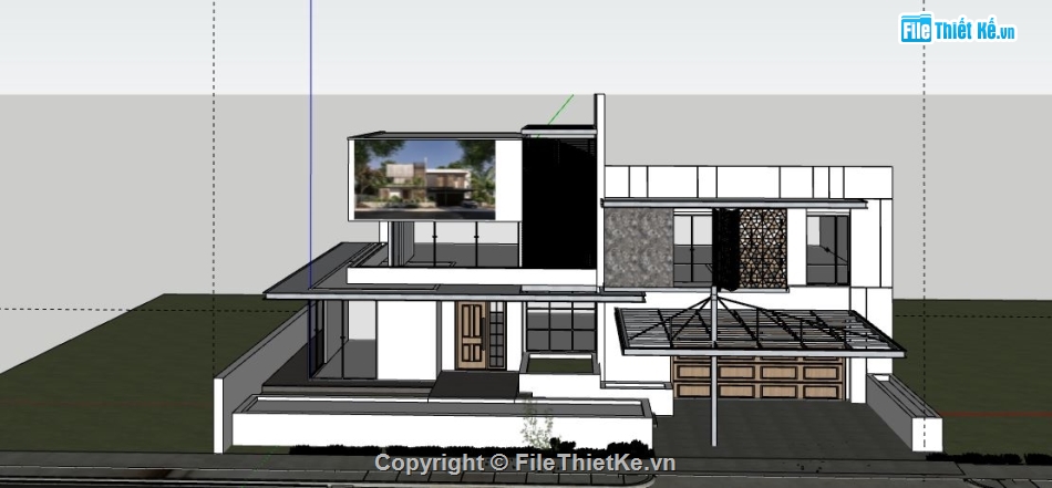 Biệt thự 2 tầng hiện đại,biệt thự 2 tầng,file sketchup biệt thự 2 tầng,biệt thự 2 tầng file sketchup