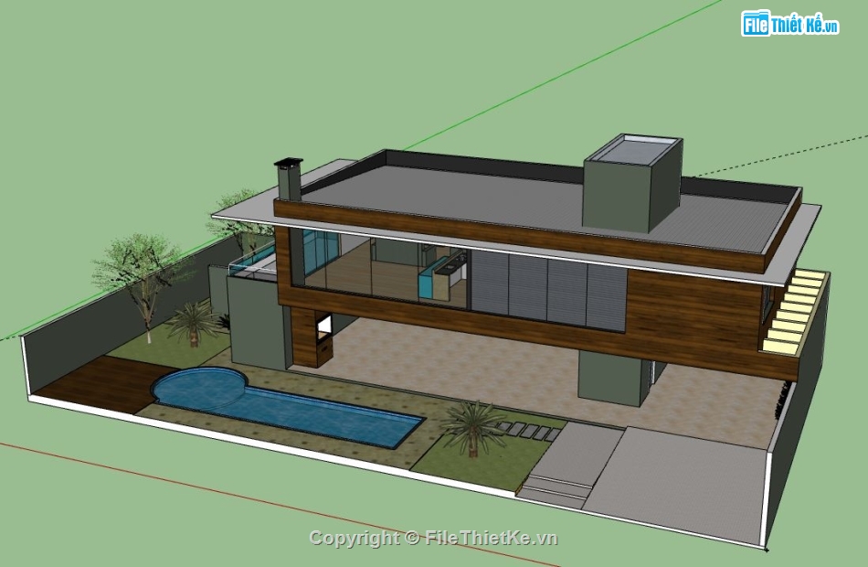 Biệt thự 2 tầng,file su biệt thự 2 tầng,biệt thự 2 tầng model su,sketchup biệt thự 2 tầng,biệt thự 2 tầng file su