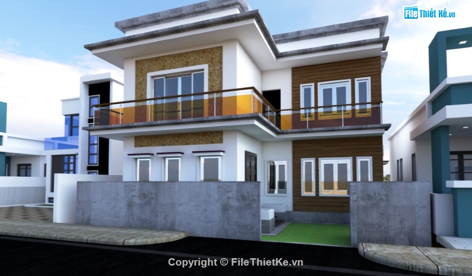 Biệt thự 2 tầng hiện đại,file sketchup biệt thự 2 tầng,mẫu biệt thự sketchup