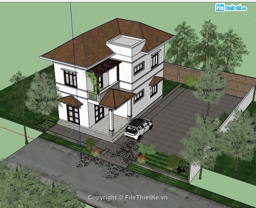 biệt thự 2 tầng file su,biệt thự 2 tầng sketchup,3d biệt thự 2 tầng sketchup