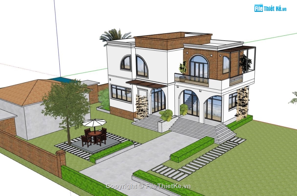 Biệt thự 2 tầng hiện đại,sketchup biệt thự 2 tầng,model su biệt thự 2 tầng