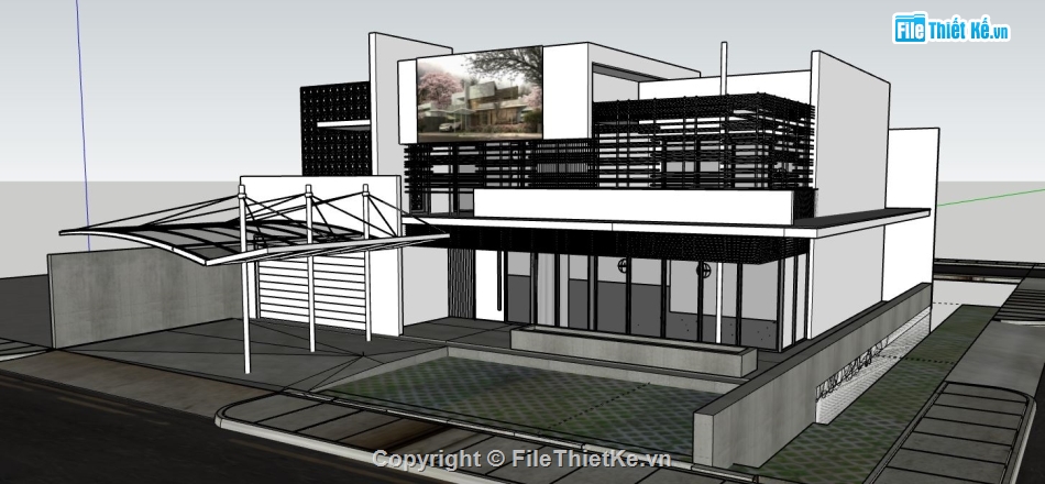 Biệt thự 2 tầng hiện đại,Biệt thự  2 tầng,sketchup biệt thự,su biệt 2 tầng,file sketchup biệt thự 2 tầng