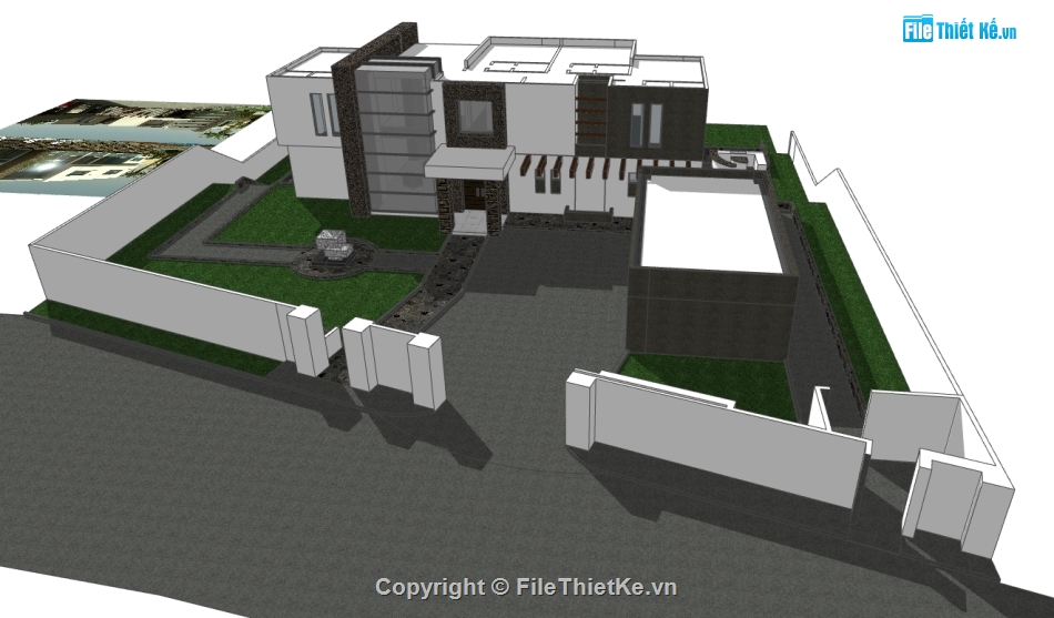 biệt thự 2 tầng hiện đại file 3d su,sketchuop dựng biệt thự 2 tầng,dựng model su mẫu nhà biệt thự