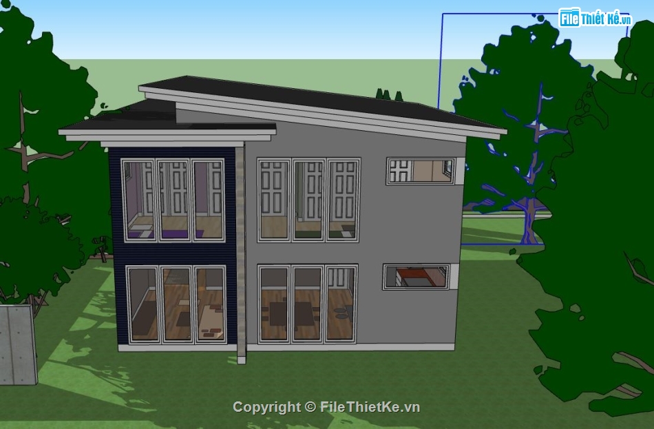 biệt thự 2 tầng,file su biệt thự 2 tầng,sketchup biệt thự 2 tầng