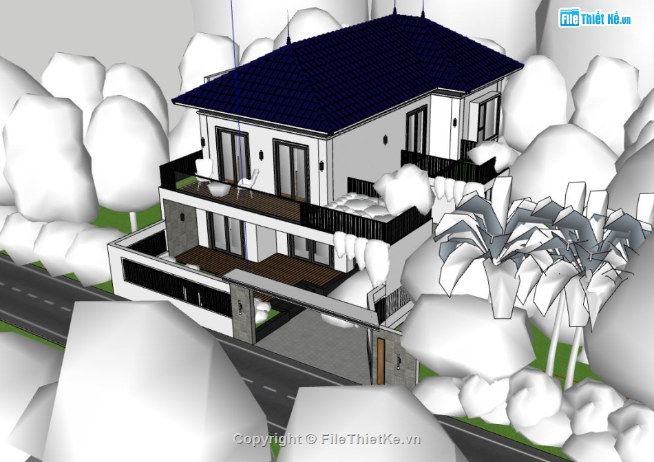 Biệt thự  2 tầng,sketchup biệt thự 2 tầng,model su biệt thự 2 tầng