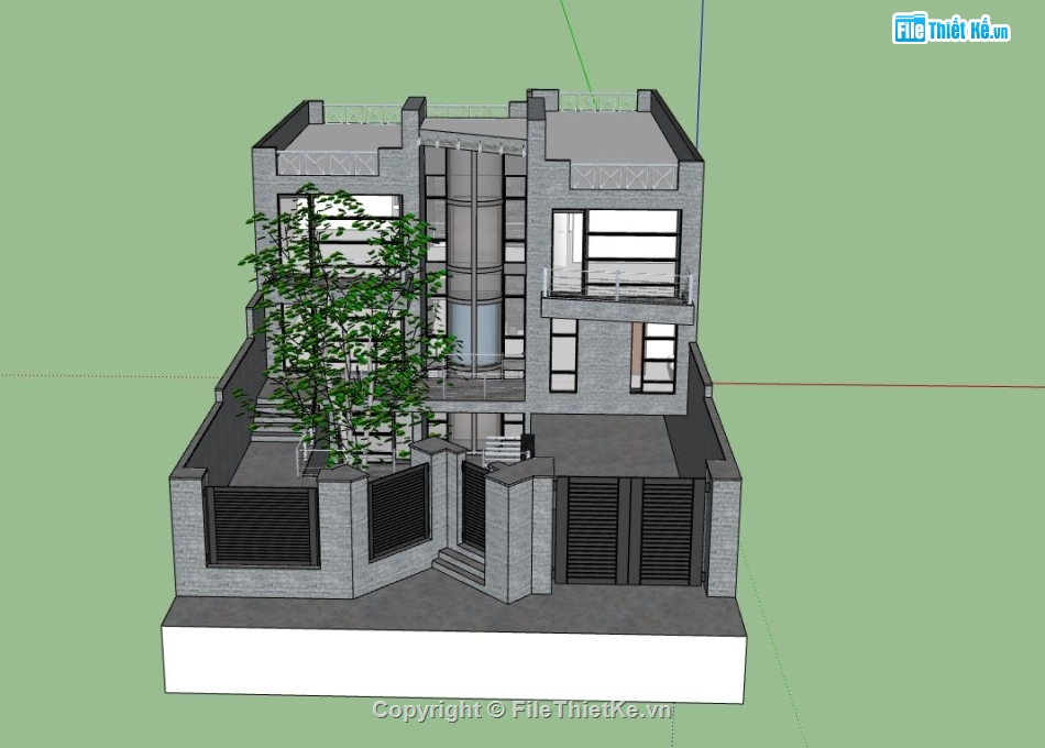 model su biệt thự 2 tầng,sketchup biệt thự 2 tầng,su biệt thự