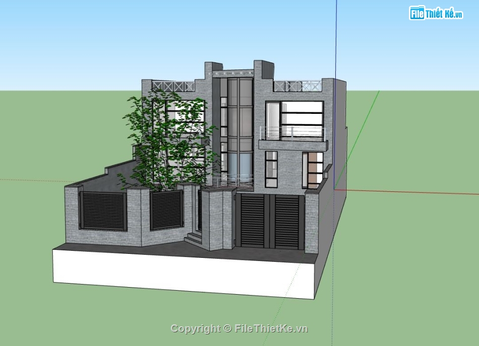 model su biệt thự 2 tầng,sketchup biệt thự 2 tầng,su biệt thự