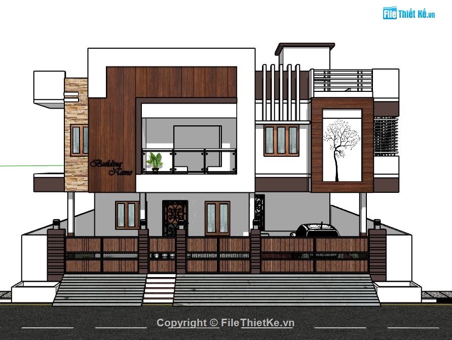 biệt thự 2 tầng su,su biệt thự 2 tầng,file sketchup biệt thự 2 tầng