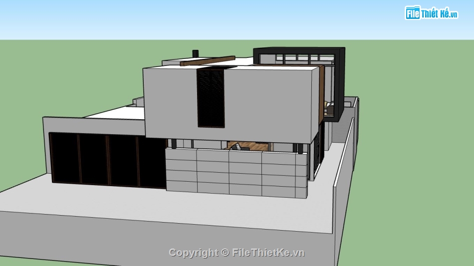 Biệt thự  2 tầng,sketchup phối cảnh biệt thự,mẫu nhà 2 tầng đẹp