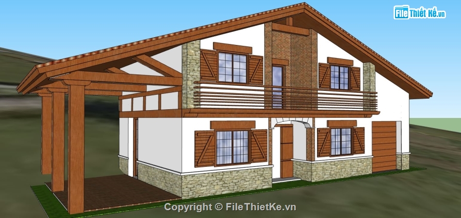 su biệt thự 2 tầng,sketchup biệt thự 2 tầng,file su biệt thự 2 tầng