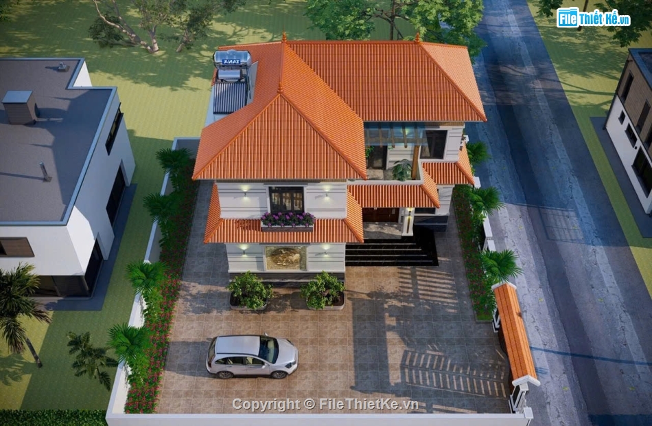 Biệt thự  2 tầng,file cad biệt thự 2 tầng,biệt hự 2 tầng file cad