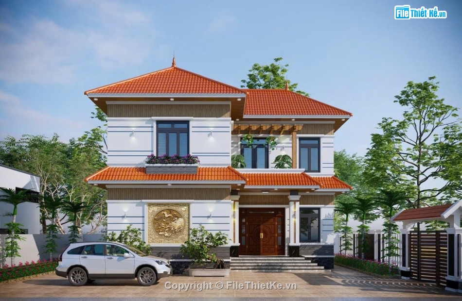 Biệt thự  2 tầng,file cad biệt thự 2 tầng,biệt hự 2 tầng file cad