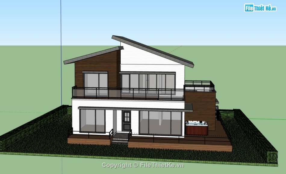 Biệt thự 2 tầng,model su biệt thự 2 tầng,biệt thự 2 tầng file su,file sketchup biệt thự 2 tầng