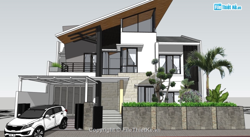 su biệt thự 2 tầng,file sketchup biệt thự 2 tầng,mẫu su biệt thự 2 tầng