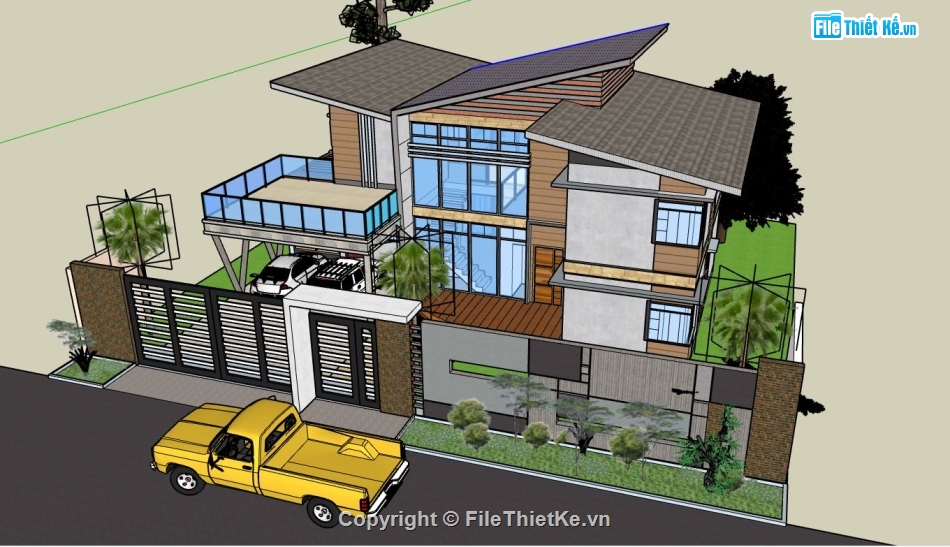 file su biệt thự,model su biệt thự,sketchup biệt thự