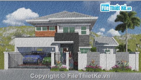 Biệt thự 2 tầng,model su biệt thự 2 tầng,biệt thự 2 tầng sketchup,file sketchup biệt thự 2 tầng,biệt thự 2 tầng model su