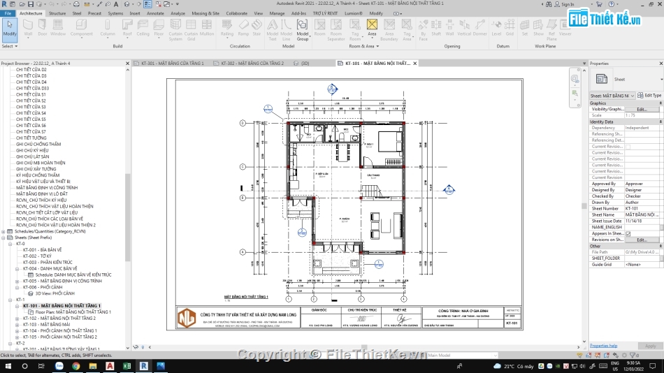 Revit biệt thự 2 tầng,biệt thự 2 tầng mái nhật,file revit biệt thự 3 tầng mái nhật,revit biệt thự 2 tầng 10.5x12m