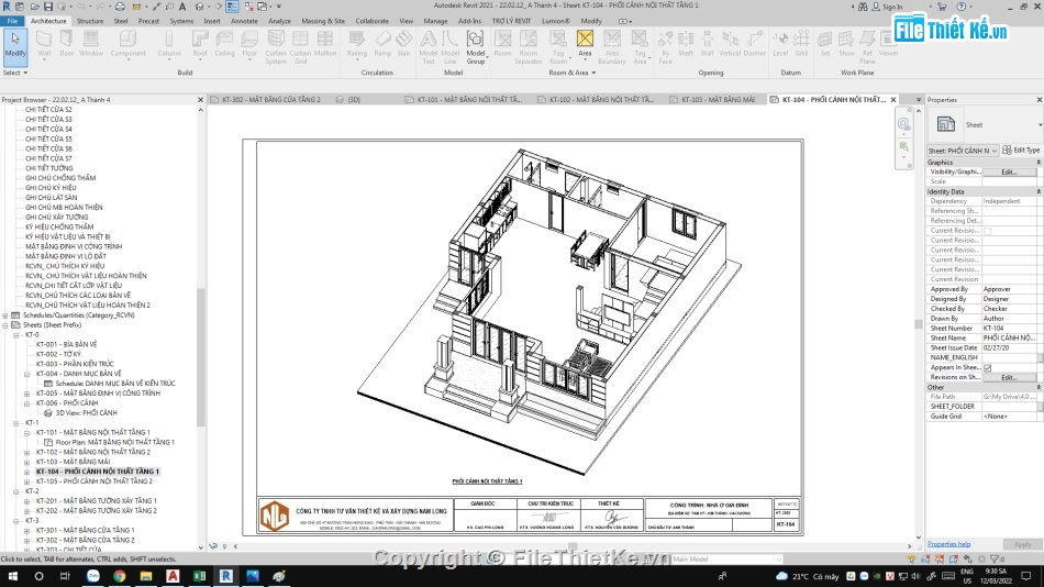 Revit biệt thự 2 tầng,biệt thự 2 tầng mái nhật,file revit biệt thự 3 tầng mái nhật,revit biệt thự 2 tầng 10.5x12m