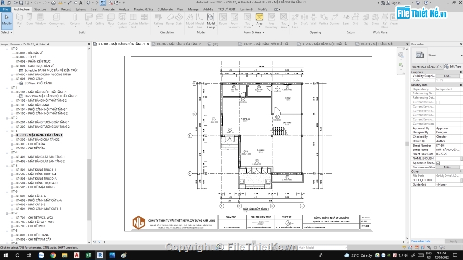 Revit biệt thự 2 tầng,biệt thự 2 tầng mái nhật,file revit biệt thự 3 tầng mái nhật,revit biệt thự 2 tầng 10.5x12m