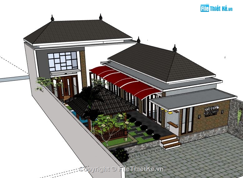 Biệt thự 2 tầng,model su biệt thự 2 tầng,biệt thự 2 tầng file su,sketchup biệt thự 2 tầng