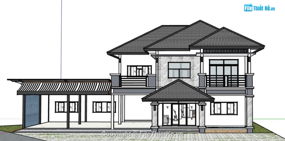 Biệt thự 2 tầng,file su biệt thự 2 tầng,biệt thự 2 tầng file su,model su biệt thự 2 tầng