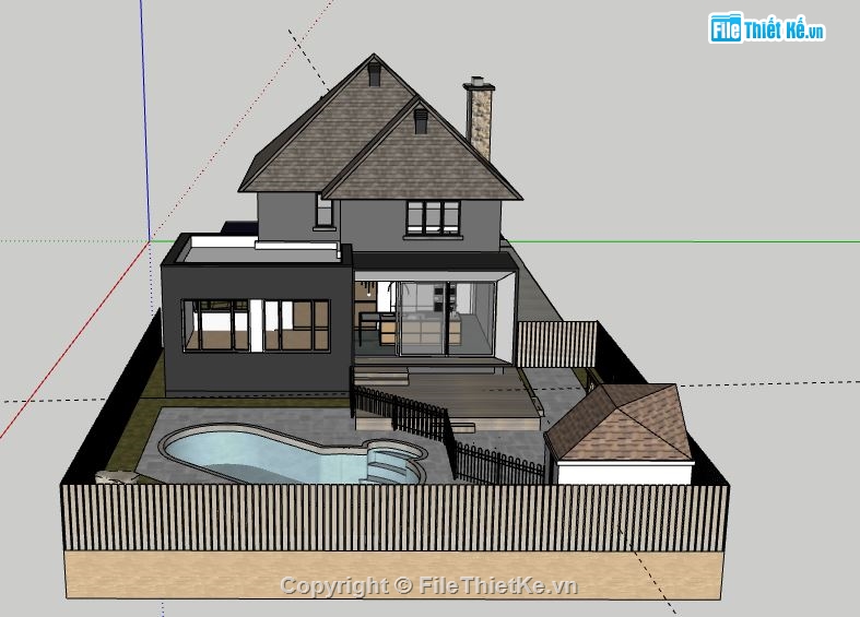 Biệt thự 2 tầng,model su biệt thự 2 tầng,biệt thự 2 tầng skp,sketchup biệt thự 2 tầng