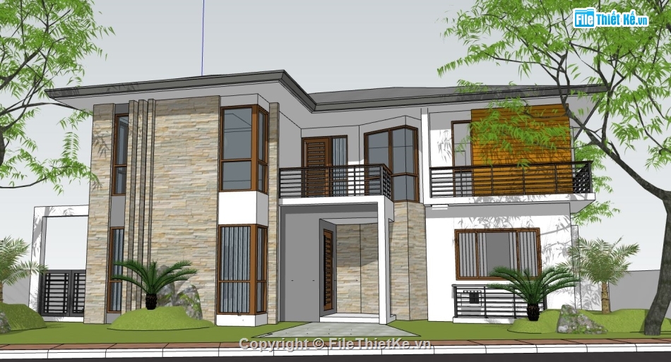 Biệt thự 2 tầng,file su biệt thự 2 tầng,model su biệt thự 2 tầng,sketchup biệt thự 2 tầng,biệt thự 2 tầng file sketchup