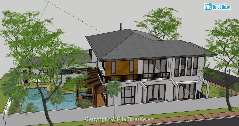 Biệt thự 2 tầng,file su biệt thự 2 tầng,model su biệt thự 2 tầng,sketchup biệt thự 2 tầng,biệt thự 2 tầng file sketchup