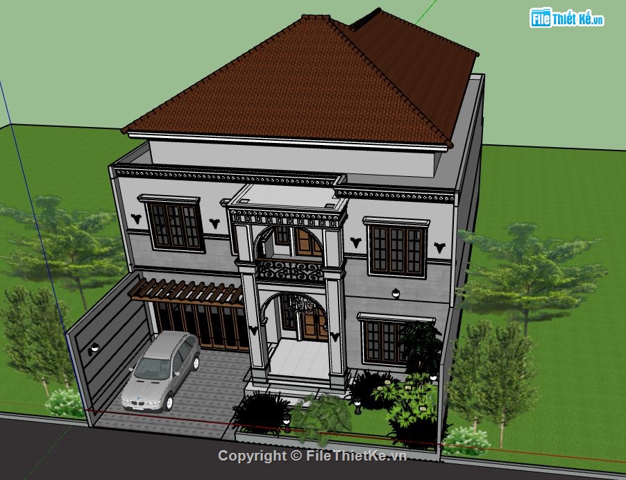 Biệt thự 2 tầng,Model su biệt thự 2 tầng,sketchup biệt thự 2 tầng,biệt thự 2 tầng model su